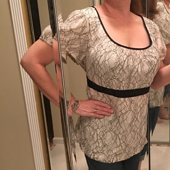 Merona Tops - ⬇️$28 Merona Top Plus Sz 20W/22W Cream Black Lace